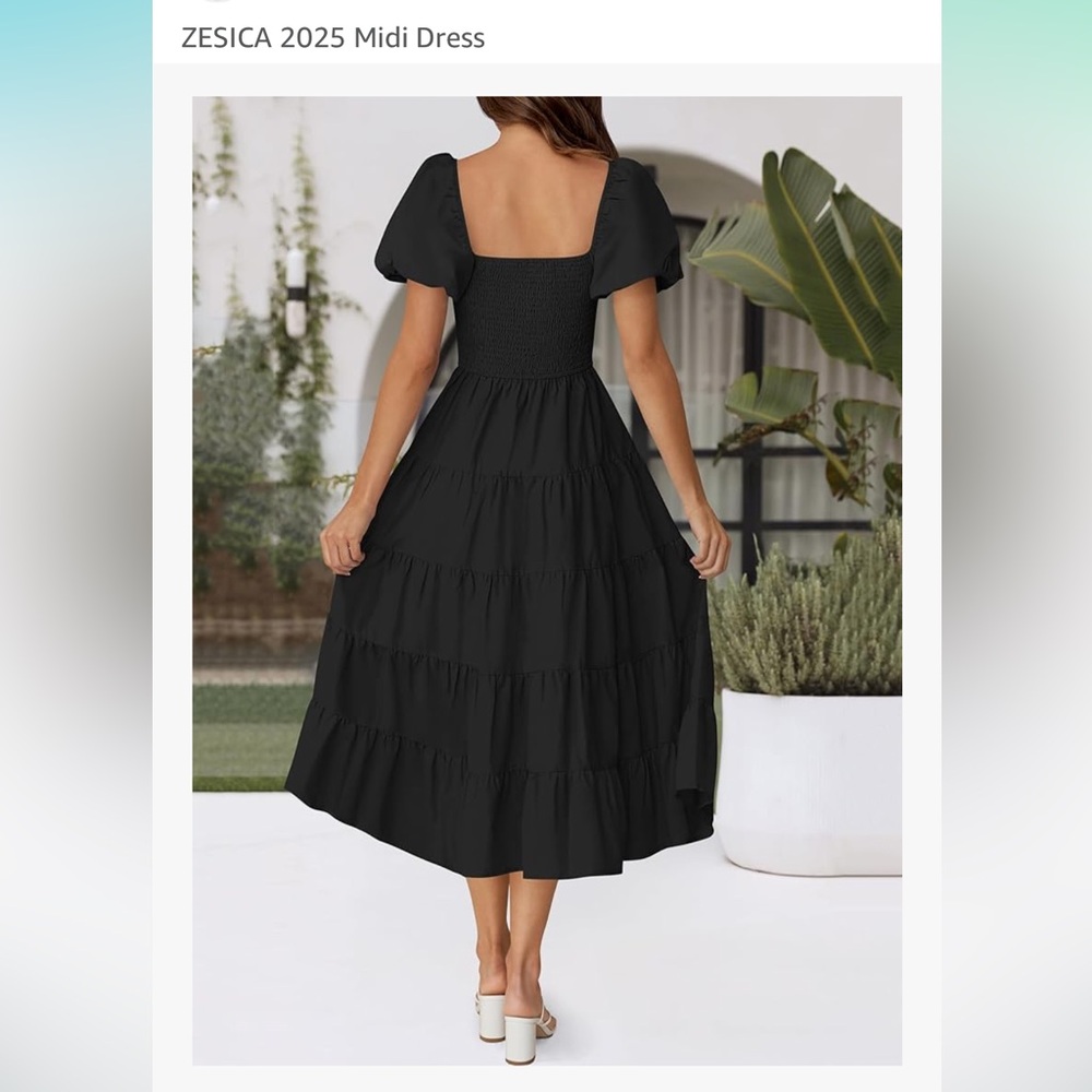 ZESICA Viral Women's Black Midi Dress - Picture 3 of 8